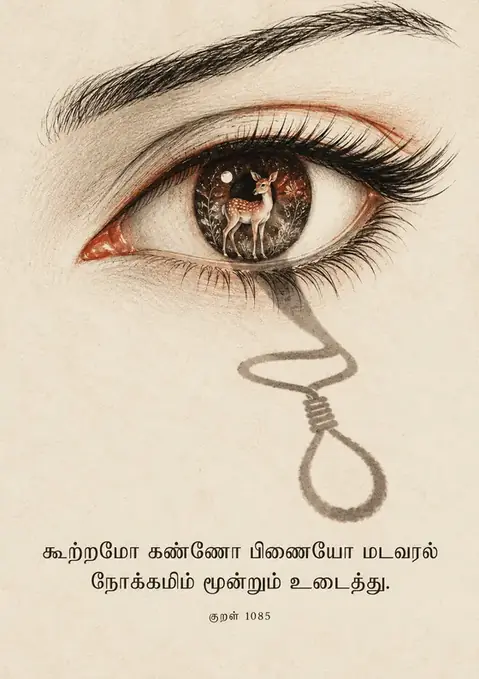 Kural 1085 poster, Pencil drawing, cream