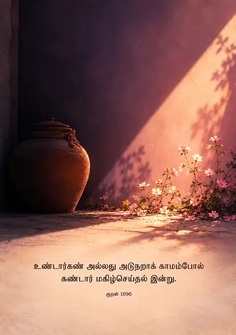 Kural 1090 poster, Warm still life, rose light