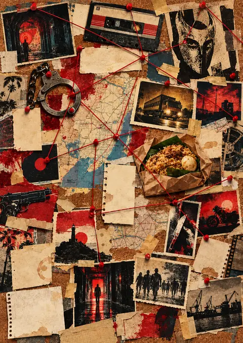 The Universe on a Corkboard poster, Mixed-media collage