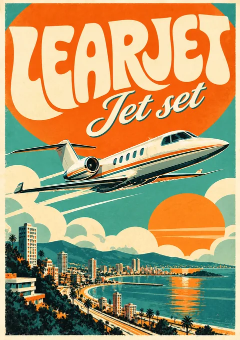 Learjet: Jet Set poster, 1970s travel poster