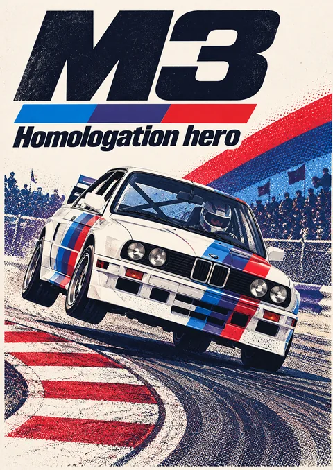M3: Homologation Hero poster, Halftone race poster