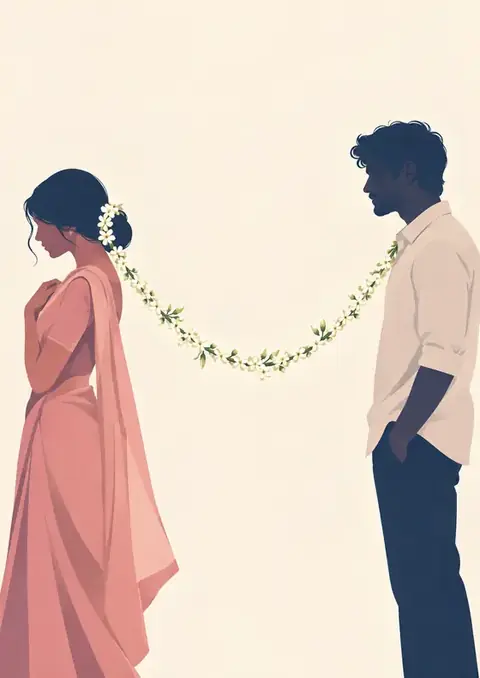 Malligai poster, Flat pastel illustration