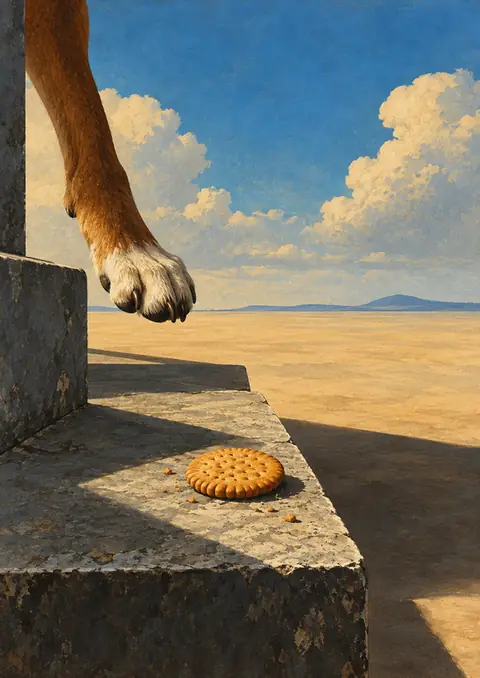One Biscuit poster, Surreal painting, big sky