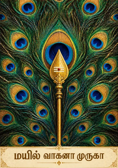 Mayil Vahana poster, Rich peacock-feather painting