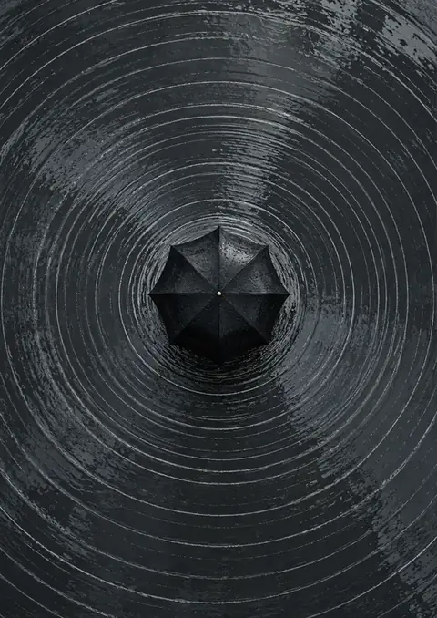 Monsoon poster, Monochrome, slate & black
