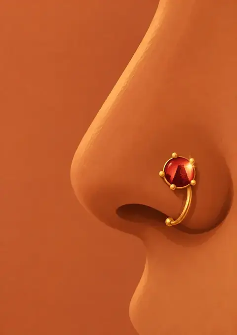 Mookuthi poster, Soft-lit render, terracotta
