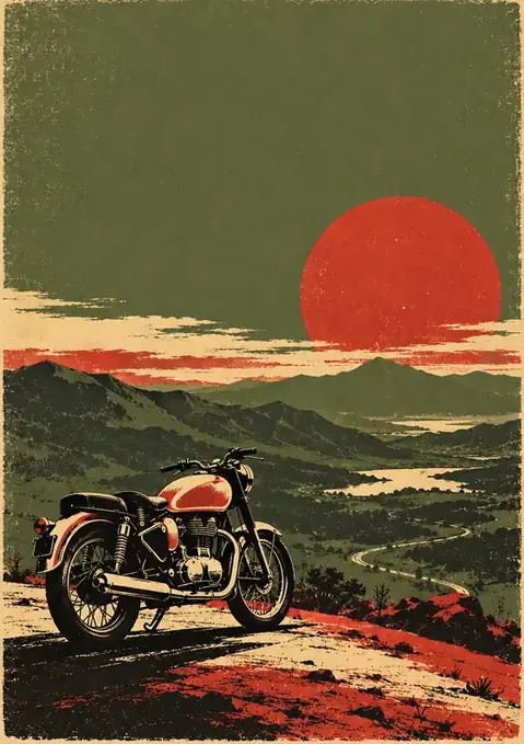 The Overlook poster, Retro screen-print, olive & red
