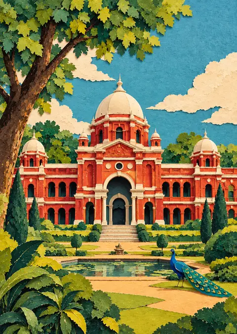 Museum Garden poster, Paper-cut collage