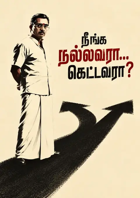 Nallavara Kettavara poster, Screen print with Tamil lettering