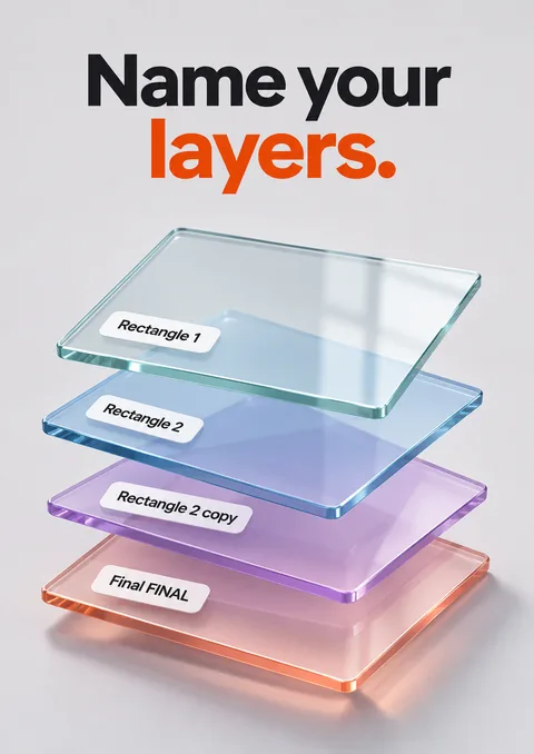 Name Your Layers poster, Glassy 3D render