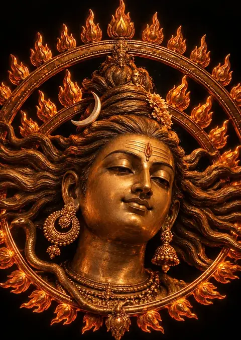 Nataraja in Bronze poster, Bronze sculpture, firelight