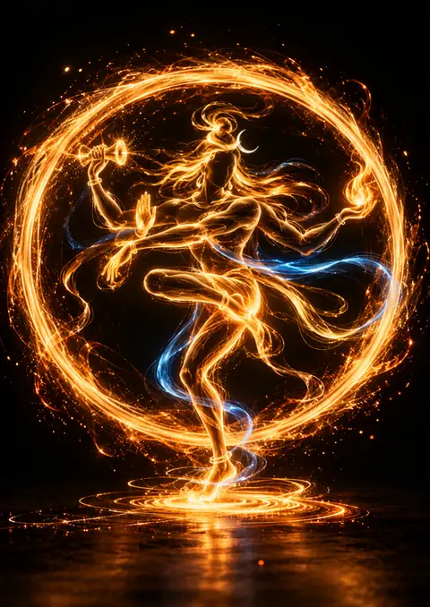 Nataraja in Light poster, Light painting on black