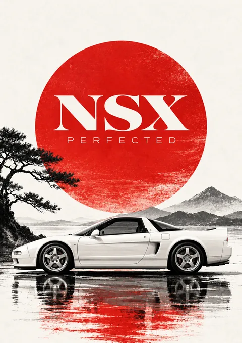 NSX poster, Sumi-e and red sun