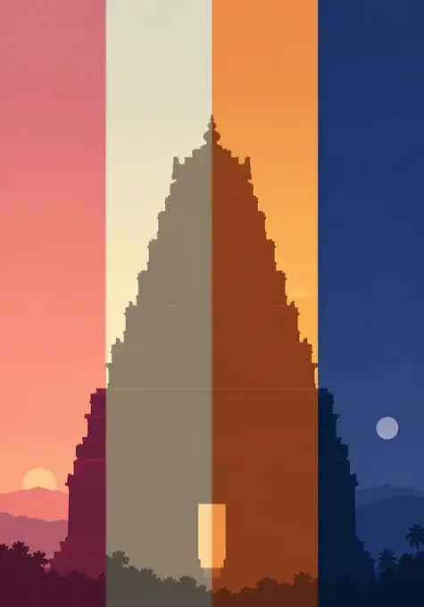 One Day poster, Flat vector, four vertical bands