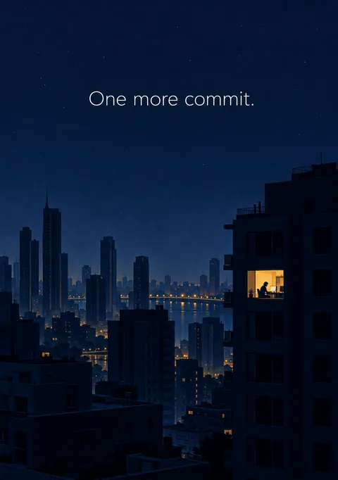 One More Commit poster, Night cityscape