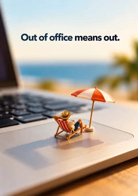 Out of Office Means Out poster, Tilt-shift miniature