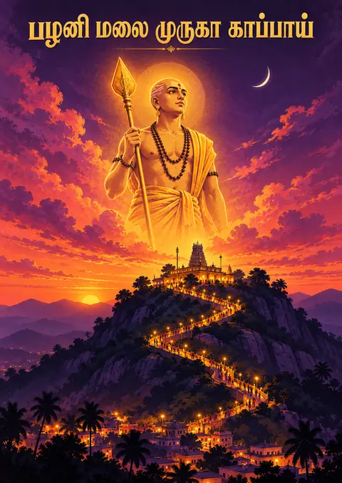 Palani Malai poster, Twilight devotional painting