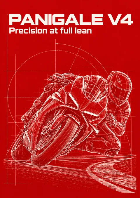 Panigale V4 poster, Technical line drawing