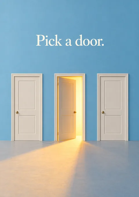 Pick a Door poster, Surreal minimal painting