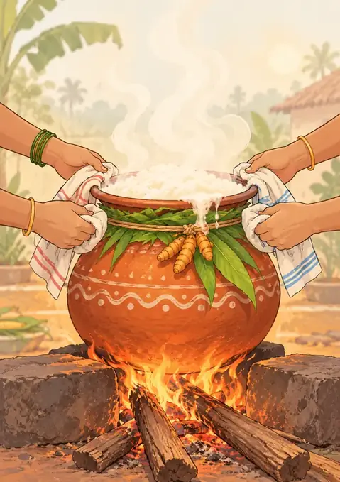 Lifting the Pot poster, Pastel line art, terracotta & turmeric