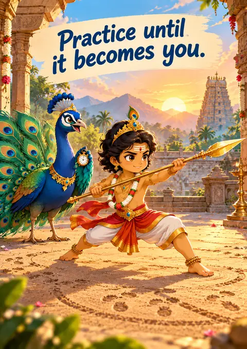 Practice Until It Becomes You poster, Children's-book cartoon
