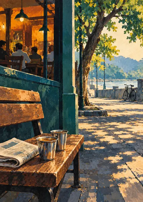 Tea on the Promenade poster, Painterly impressionist