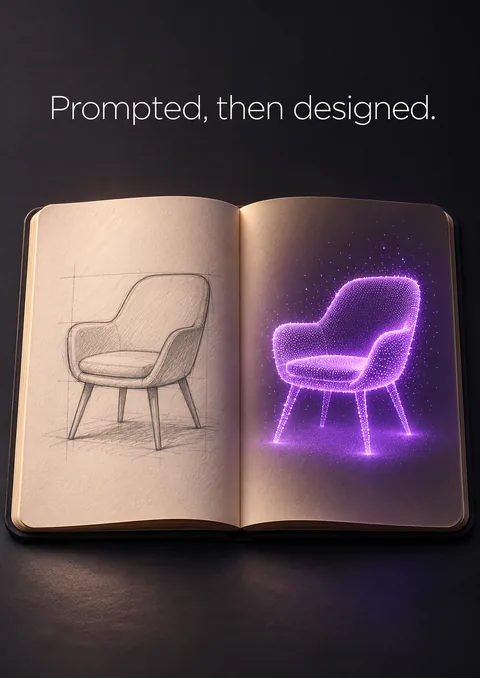 Prompted, Then Designed poster, Mixed media