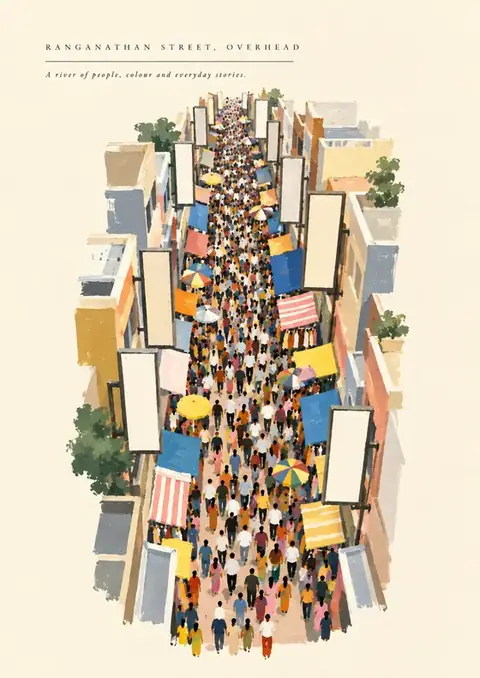 Ranganathan Street, Overhead poster, Flat overhead illustration