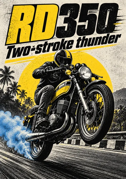 RD350 poster, Halftone race poster
