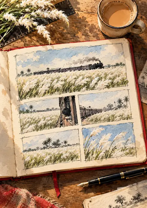 The Red Notebook poster, Ink-and-wash sketch