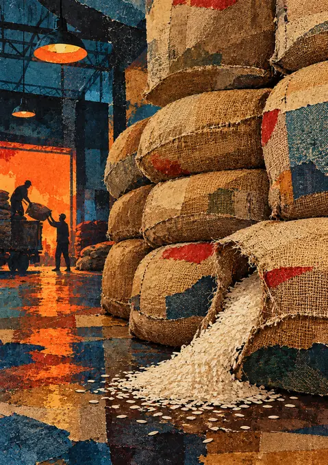 The Rice Godown poster, Patchwork collage