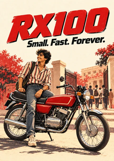 RX100 poster, Retro Indian illustration