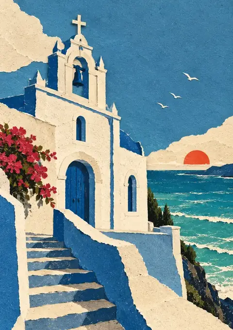 Whitewashed Chapel poster, Layered paper-cut