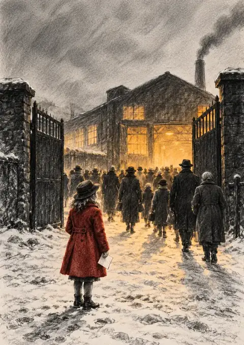 Schindler's List poster, Charcoal with amber & red