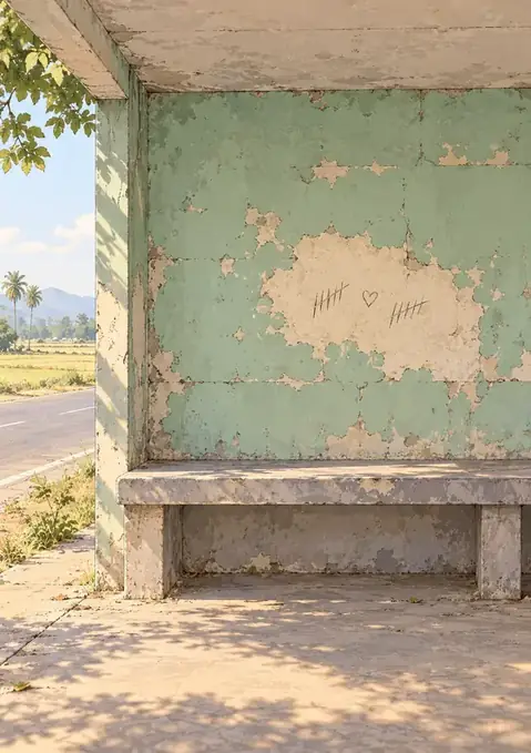 Scratched poster, Pastel line art, faded mint