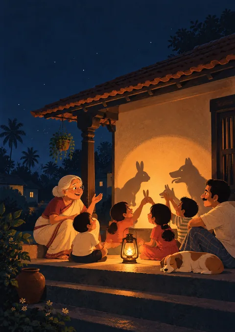 Power Cut Evening poster, Cute flat illustration