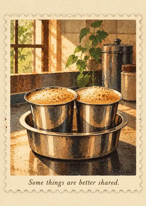 Shared Coffee poster, Painterly still life