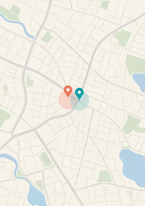 Situationship poster, Flat map graphic, coral & teal