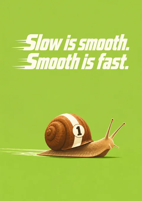 Slow Is Smooth. Smooth Is Fast. poster, Playful illustration
