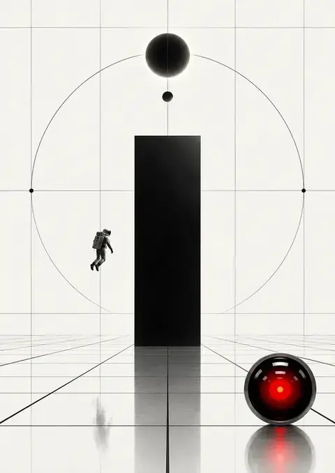 2001: A Space Odyssey poster, Swiss minimalist geometry