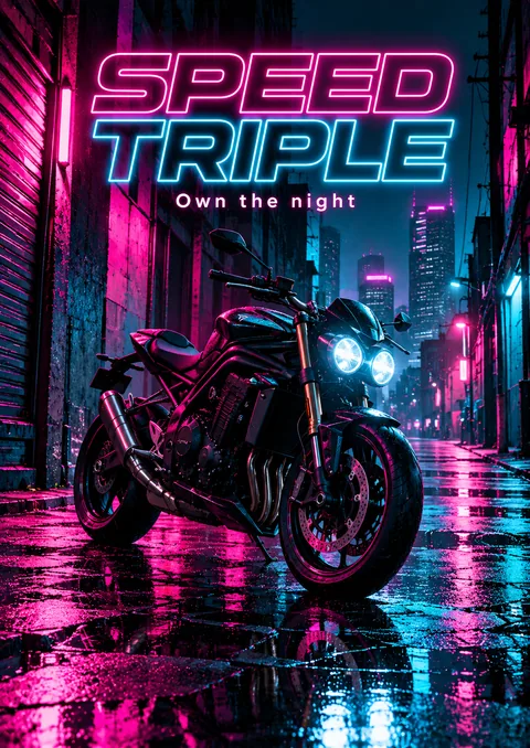 Speed Triple poster, Neon cyberpunk illustration