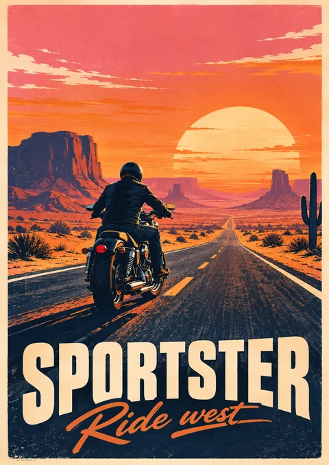 Sportster poster, Retro screen print