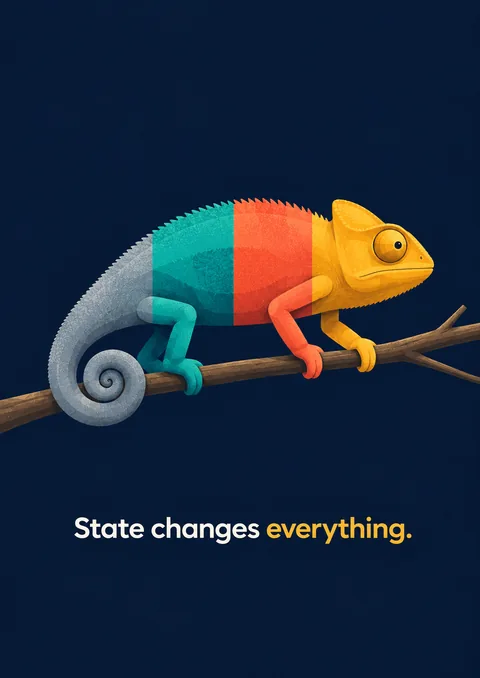 State Changes Everything poster, Flat geometric illustration