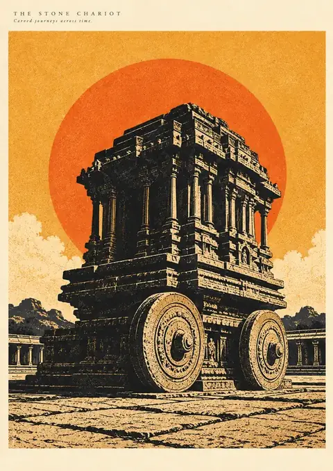 The Stone Chariot poster, Screen-print, mustard & black