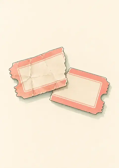 Two Stubs poster, Pastel line art, coral & cream