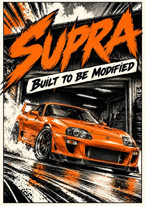 Supra poster, Manga ink illustration