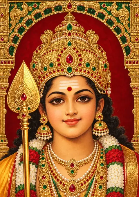 Tanjore Murugan poster, Tanjore painting, gold relief