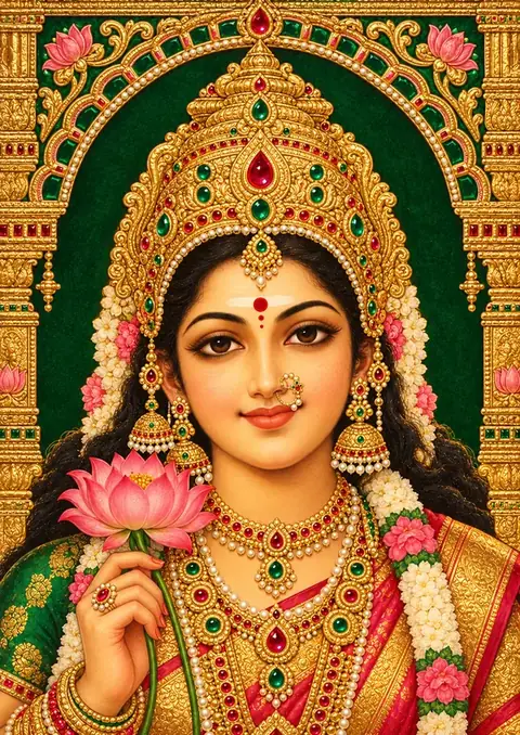 Tanjore Parvati poster, Tanjore painting, gold relief