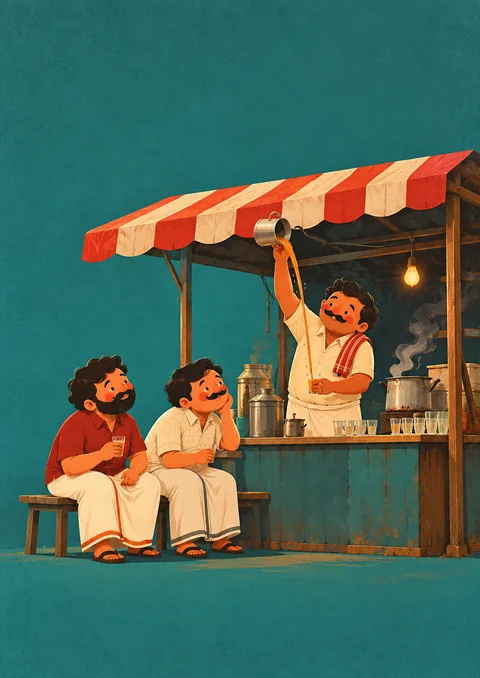 Tea Kadai poster, Cute flat illustration