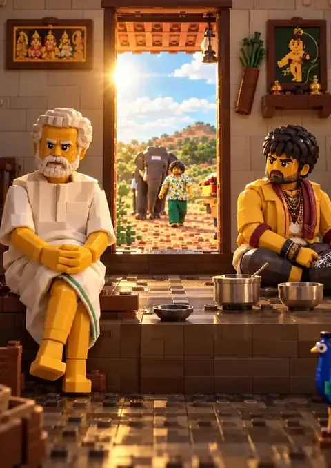 Kadaisi Vivasayi poster, Toy-brick diorama